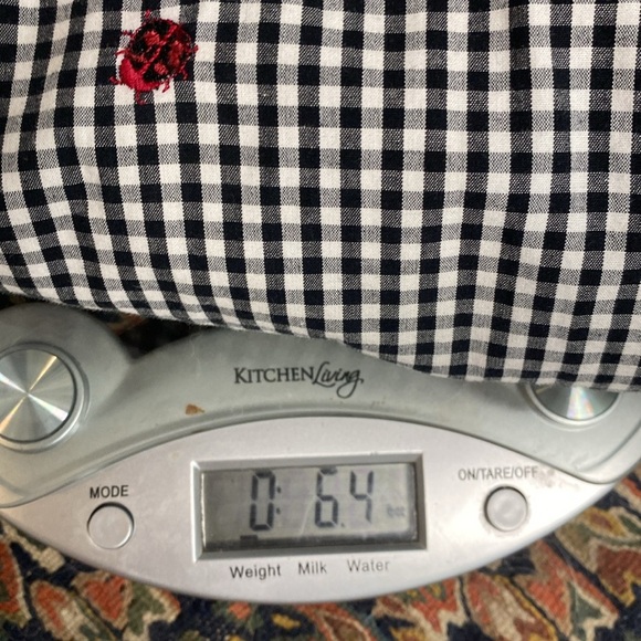 Mountain Lake gingham button down/up M ladybug & flower embroidery 3/4 sleeve - Picture 10 of 10